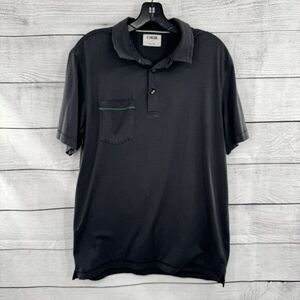 Linksoul Golf Polo Shirt Mens Medium Black Gray Stripes‎